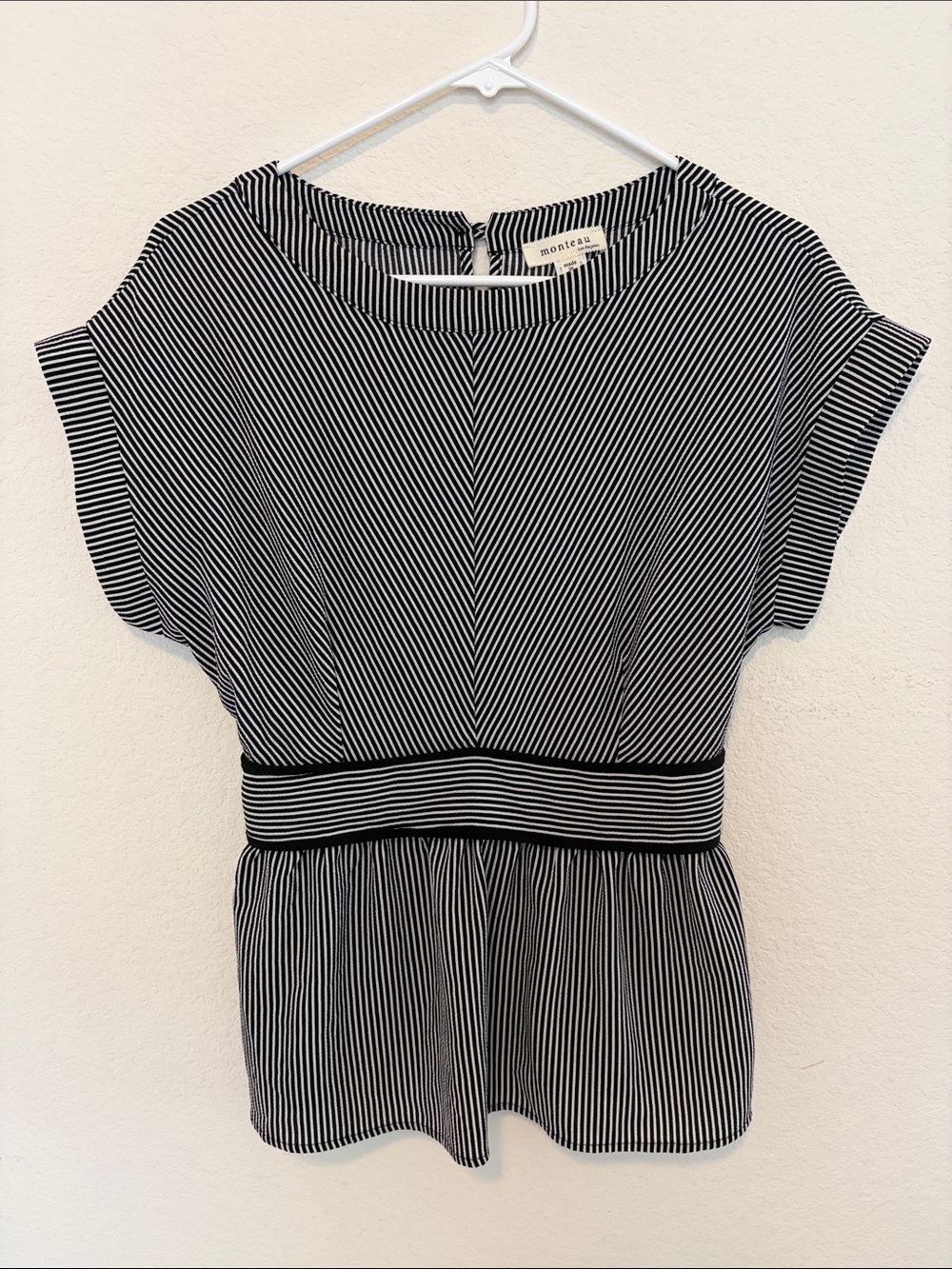 Monteau Black and White Striped Top